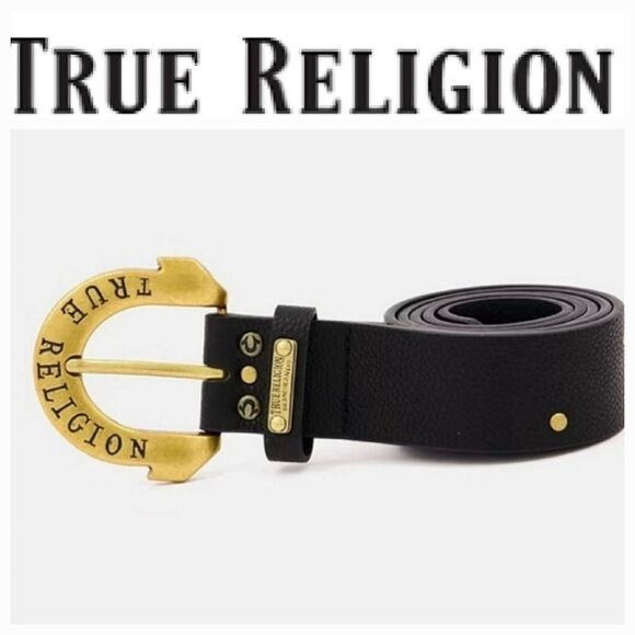 True Religion Botton Down Logo Horseshoe Buck Belt